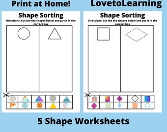 shape worksheets etsy