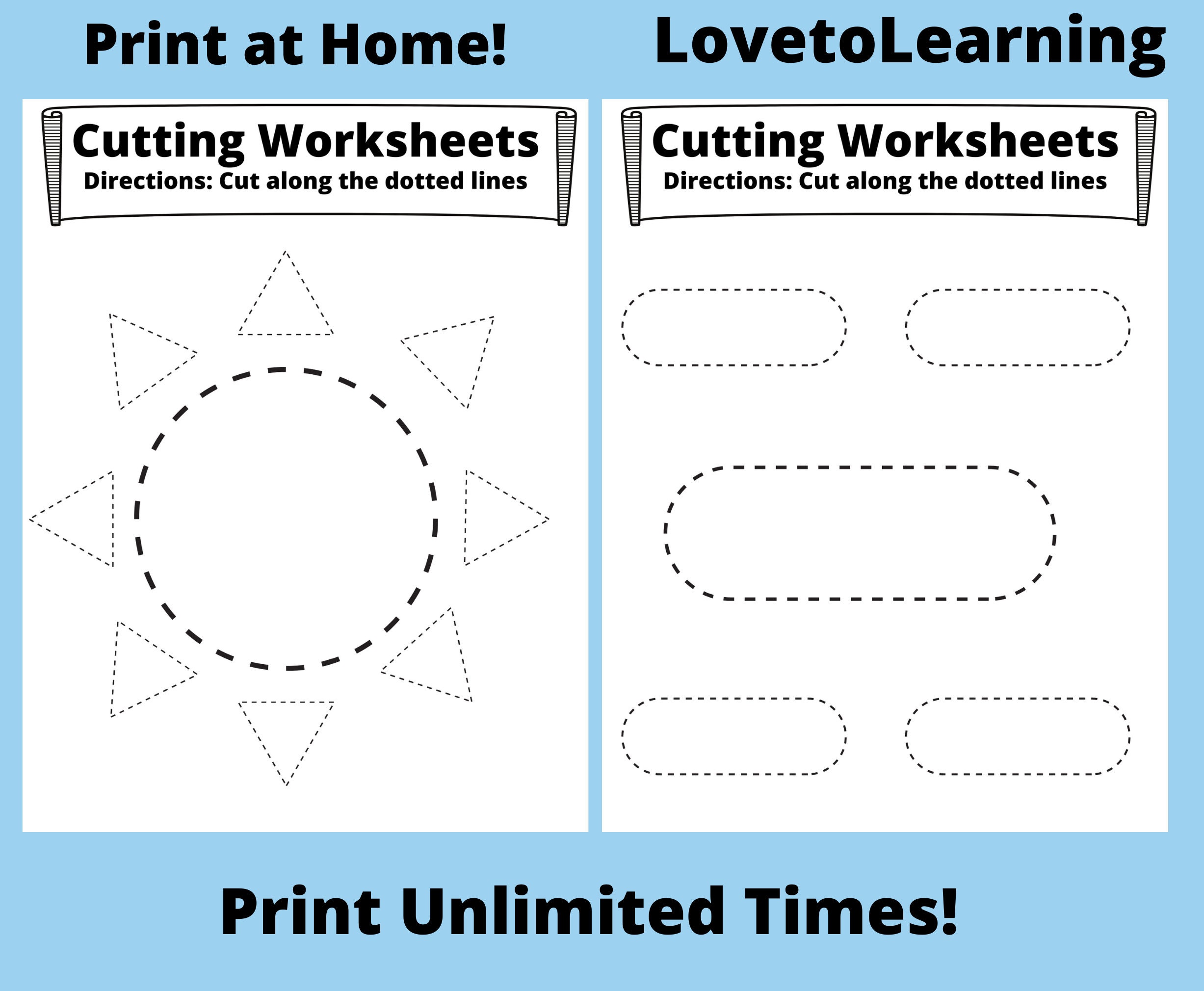 cutting shape worksheet shape printable education printable etsy