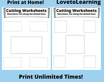 cutting shape worksheet shape printable education printable etsy