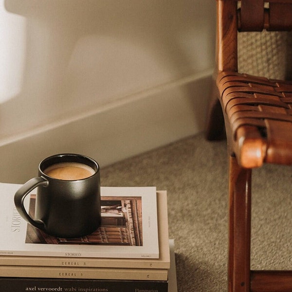 Large matt black porcelain mug | Oversized ceramic coffee mug | Luxury home | Gift for him or her