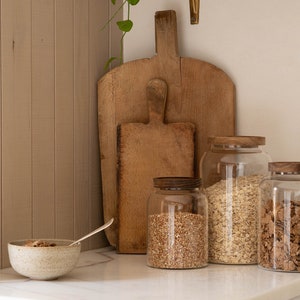 Large glass storage jars with wooden lids Pantry jars Kitchen storage Gift image 2
