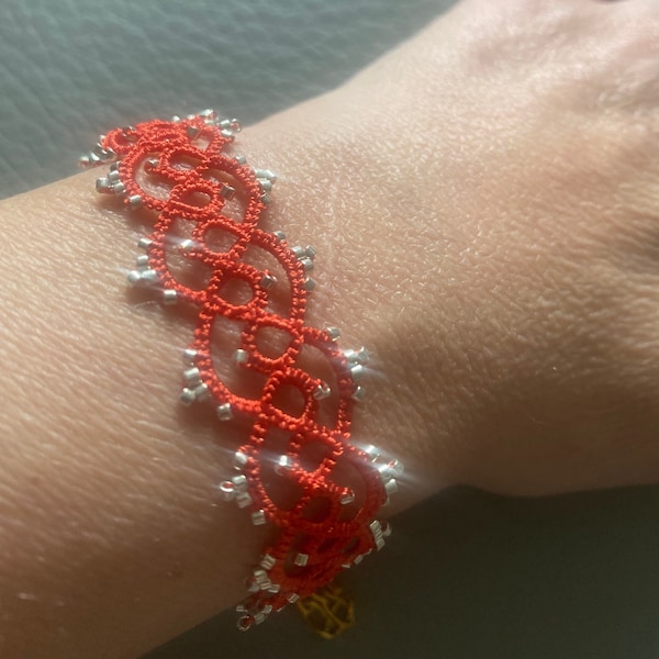 Bracelet frivolité avec perles pour femme pour cadeau