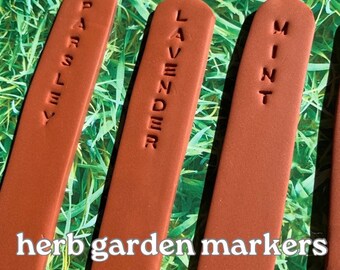 Clay Herb Garden Markers! (pack of 3)- polymer clay plant stakes | garden & plant accessories | gifts for mom | plant labels | herb garden