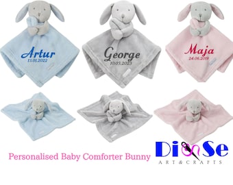 Personalised Embroidered Baby Comforter Bunny | 3 colours | Personalised Gift | Personalised Newborn Baby Gift Personalised Baby Shower Gift