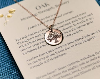 Oak Tree Necklace Strength Bravery Meaningful Gift Gift for