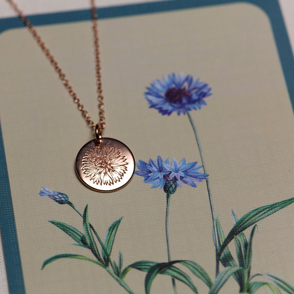 Remembrance Cornflower Necklace, Memorial Gift, Meaningful Gift, Hope, Floriography, Language of Flowers Jewellery, Minimalist, Remember