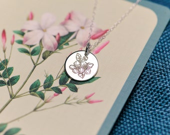 Jasmin Halskette, Liebenswürdigkeit, bedeutungsvolles Geschenk, Freundschaftsgeschenk, Fröhlichkeit, Floriographie, Sprache der Blumen Schmuck, minimalistisch