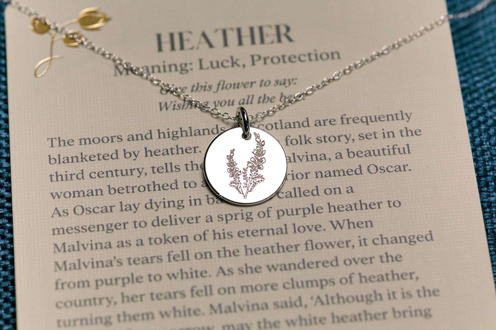 Heather Flower Necklace, Good Luck, Protection, Meaningful Gift ...