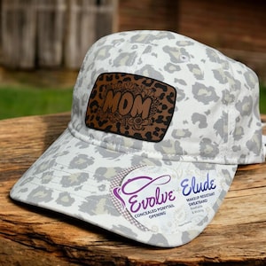Personalized Women's Ponytail Hat with Leather Patch - Custom Engraved Logo, Leopard or Floral Print