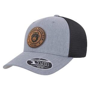 Personalized Trucker Hat: Custom Leather Patch - FlexFit Snapback