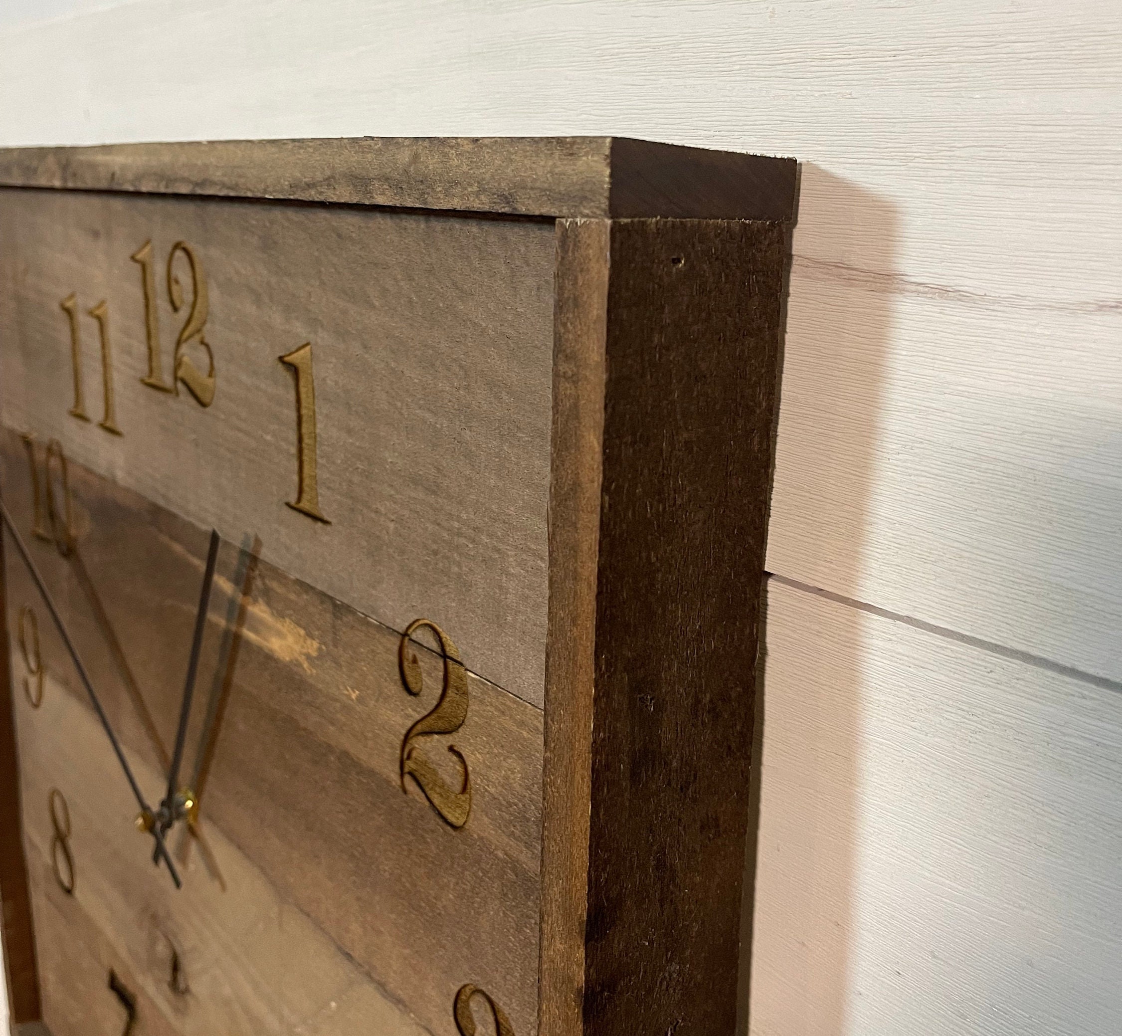 Large Barnwood Wall Clock Weathered Reclaimed Wood Look Etsy