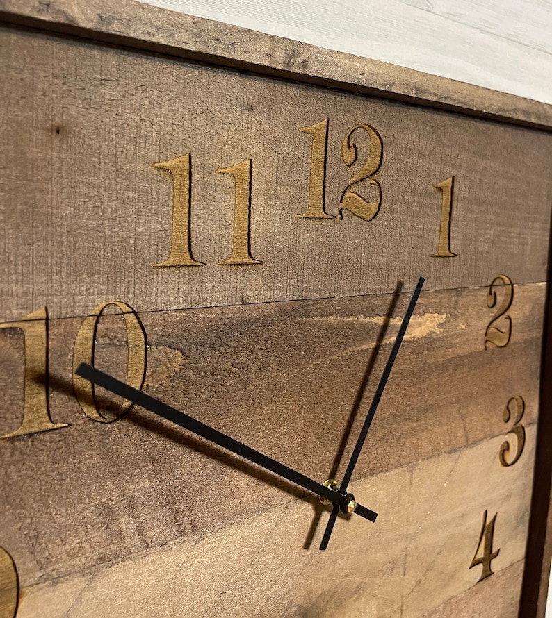 Large Barnwood Wall Clock Weathered Reclaimed Wood Look Etsy