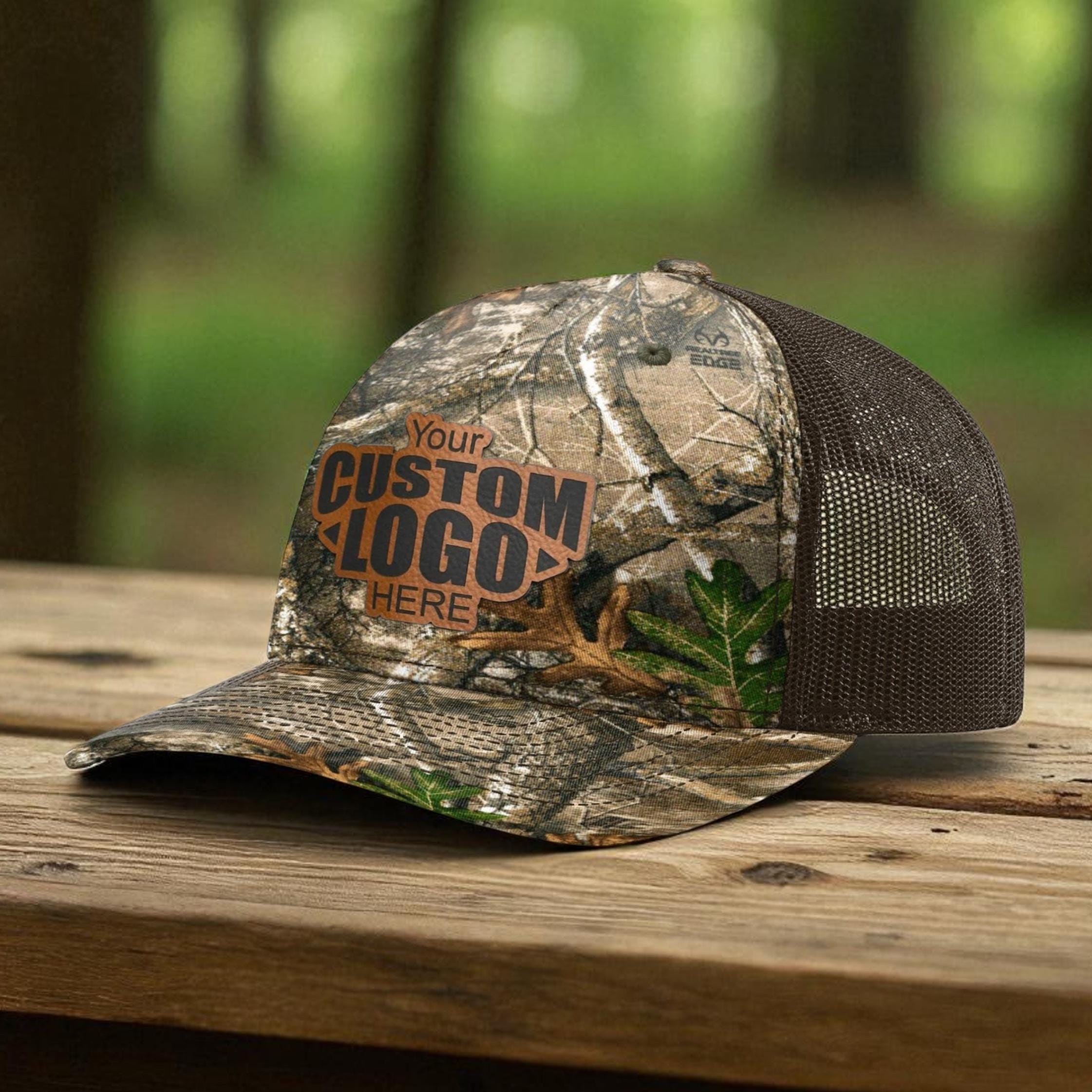 Leather Patch Trucker Hat: Realtree Camo Style (personalized Logo