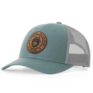 Custom Logo Trucker Hat: Leather Patch Style (Richardson 115 Snapback)