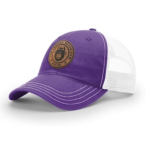 Custom Leather Patch Trucker Hats, Logo Hat, Laser Engraved Leather Patch, Business Merch, Company Logo Hat, Richardson 111 Snapback Hat