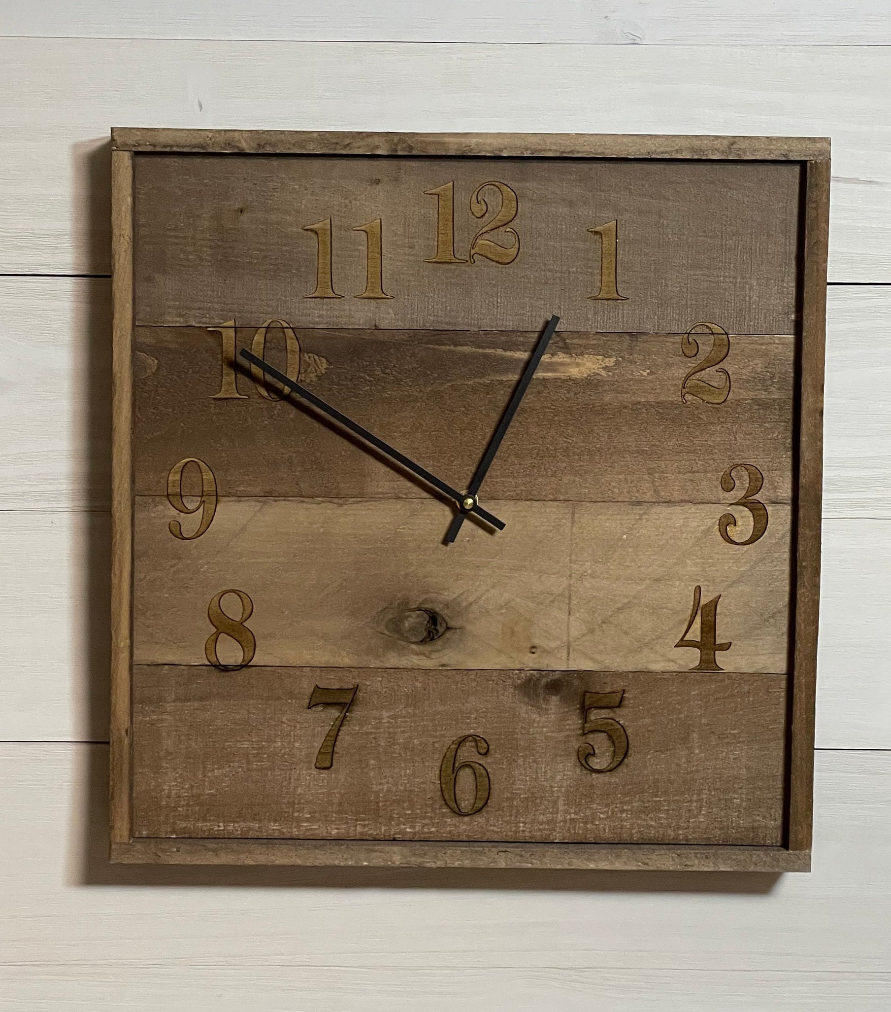 Large Barnwood Wall Clock Weathered Reclaimed Wood Look Etsy