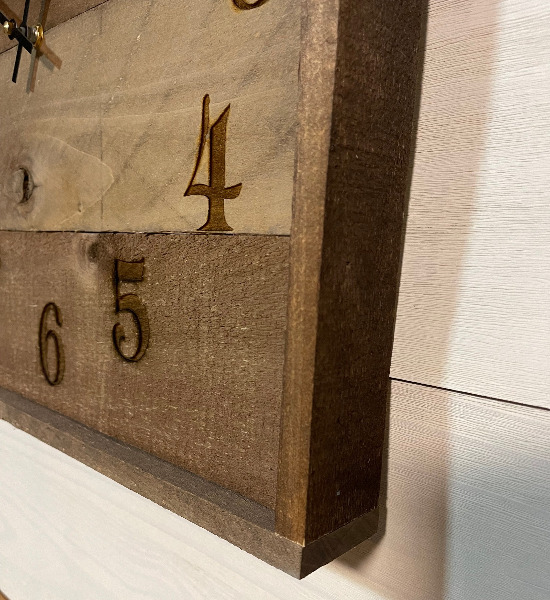 Large Barnwood Wall Clock Weathered Reclaimed Wood Look Etsy