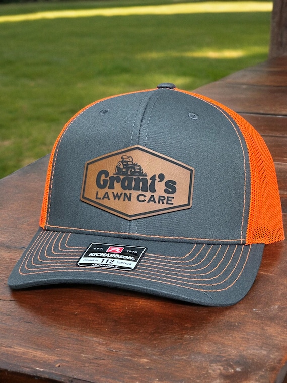 Custom Leather Patch Trucker Hat: Richardson 112, Lawn Care