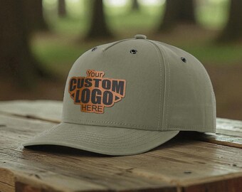 Custom Leather Patch Richardson 336 Five Panel Brushed Cotton Canvas Trucker Hat Personalized Company Logo