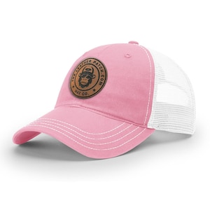 Custom Leather Patch Trucker Hats, Logo Hat, Laser Engraved Leather Patch, Business Merch, Company Logo Hat, Richardson 111 Snapback Hat
