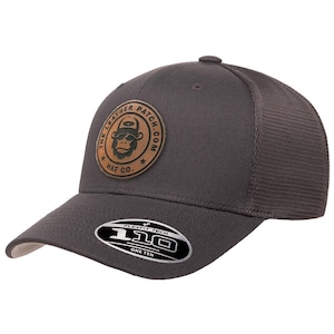 Custom Leather Patch FlexFit Trucker Hat: Personalized Logo