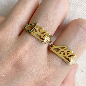 14k Gold Name Ring / Customized Name Ring, 14k Solid Gold Name Ring, 10k Solid Gold Custom Name Ring