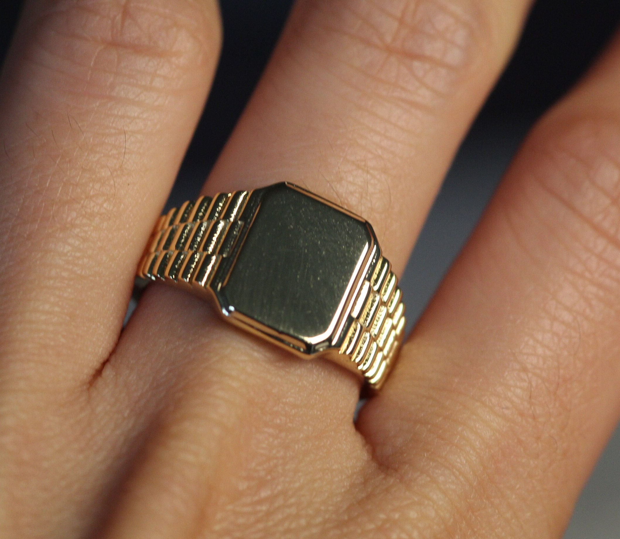 Men's Ring. Engraved Ring 14k Gold Name Engraving | Etsy