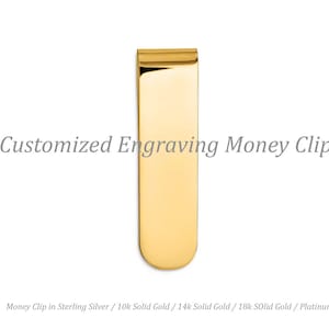 14k Yellow Money Clip / Hand-writing Engraving /Customized Engraving Money Clip / 18k Money Clip / 10k Money Clip / Platinum Money Clip