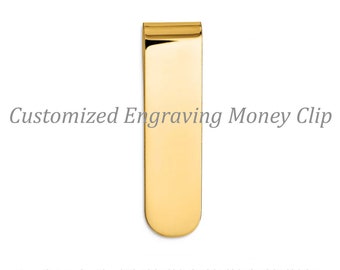 14k Yellow Money Clip / Hand-writing Engraving /Customized Engraving Money Clip / 18k Money Clip / 10k Money Clip / Platinum Money Clip