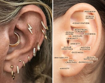 Foo 14k Piercing, Barbed Earrings, Stacking Earrings, Threaded