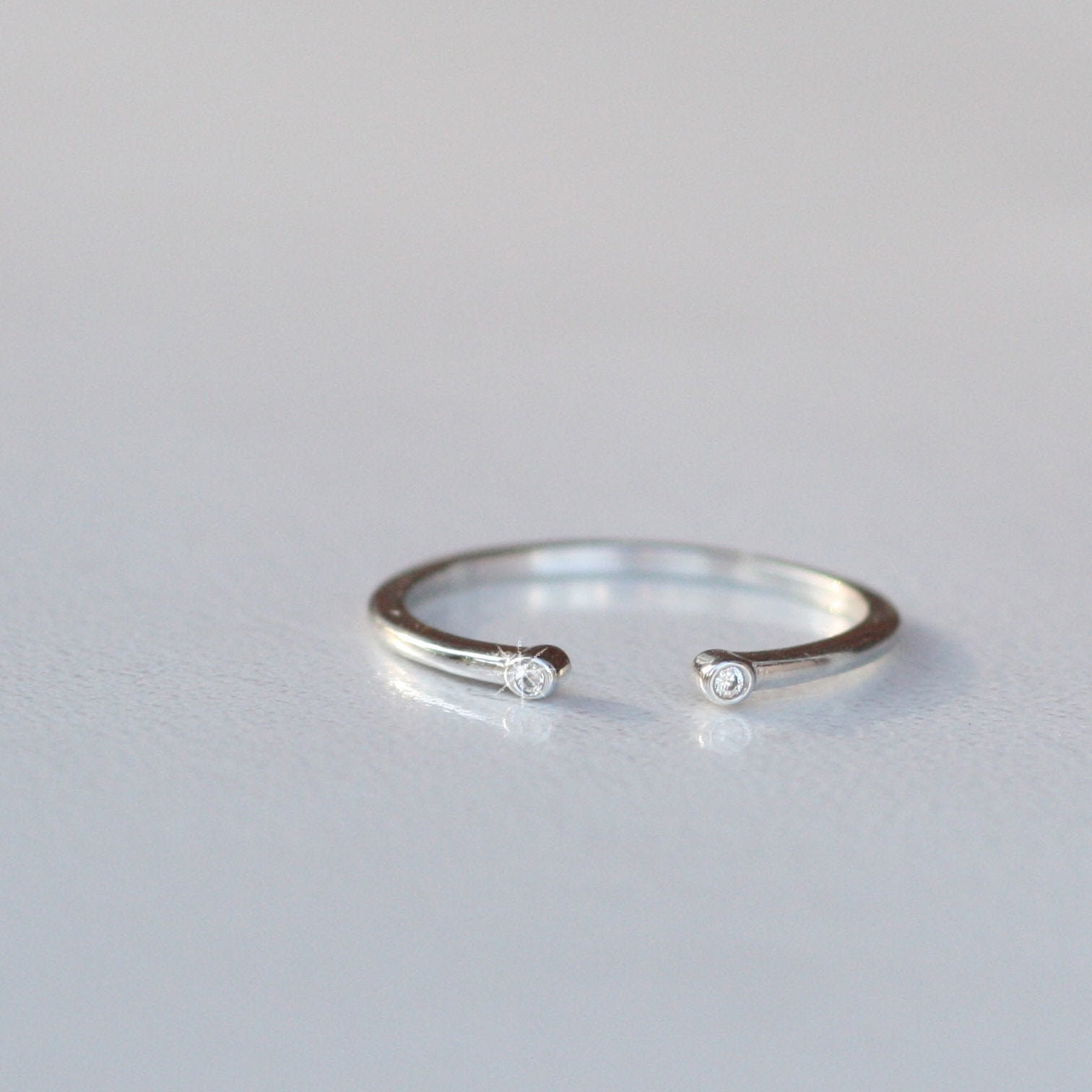 Diamond Open Cuff Ring, Cuff Ring Gold, 14k Gold Ring
