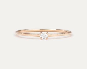 100% Natural Diamond Ring, Authentic Diamond Gold Ring, Genuine Diamond Ring, Tiny Diamond Ring. Stacking Ring Gold, 18k Gold Ring