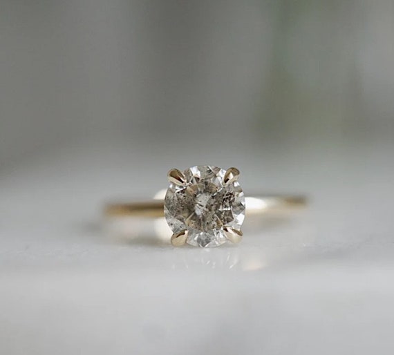 Special Ring Classic Salt and Pepper Diamond Engagement Ring - Etsy