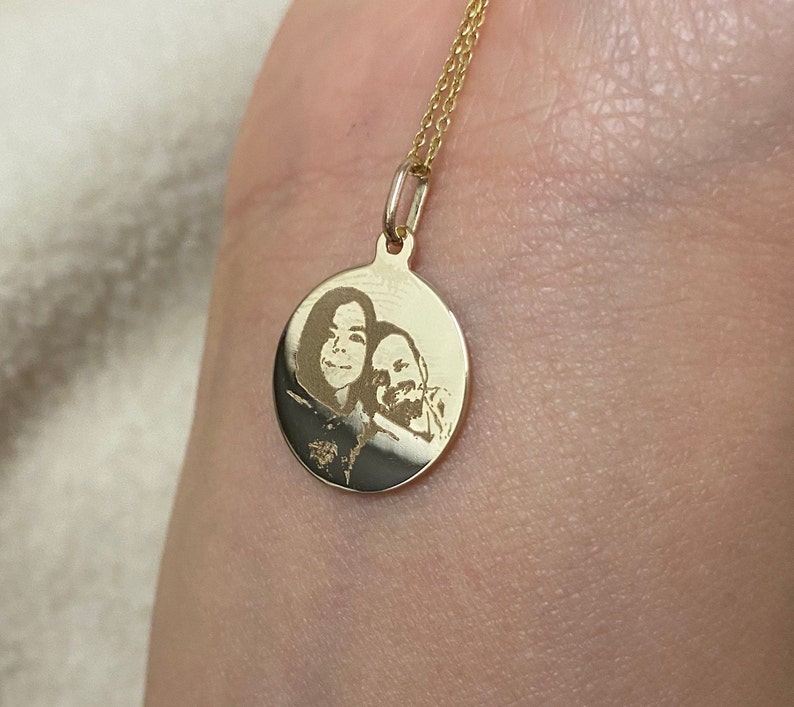 Custom Engraved 14k Gold Spiral Pendant Necklace Personalized Disc Pendant