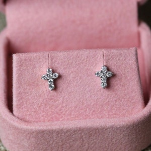 Natural High Quality Diamond Cross Earrings / Designer Jewelry Brand / Best Diamond Cross Earrings / Diamond Earrings