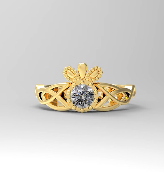 10k or 14k Gold 4.5mm Round Gemstone Celtic Knot Side Rings 10k or 14k Gold 4.5mm Round Gemstone Celtic Knot Side Rings