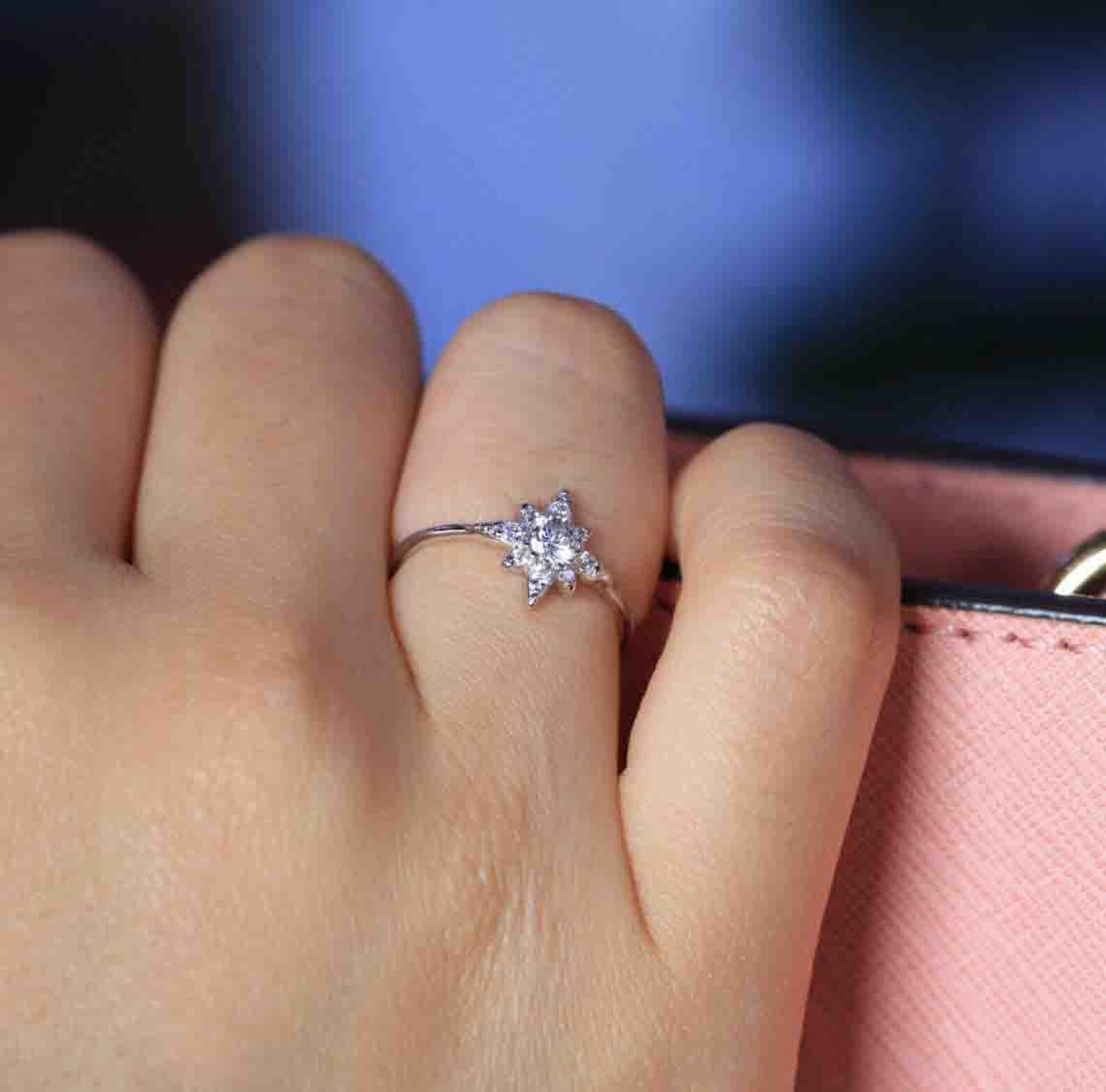 Unique Diamond Engagement Ring / Platinum Diamond Ring / 18k Etsy