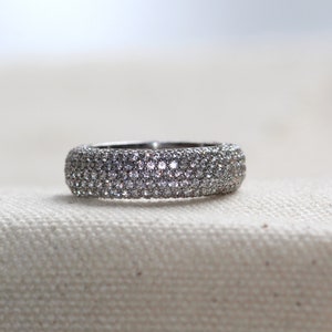 C.Z with sterling silver ring. Pave setting ring
