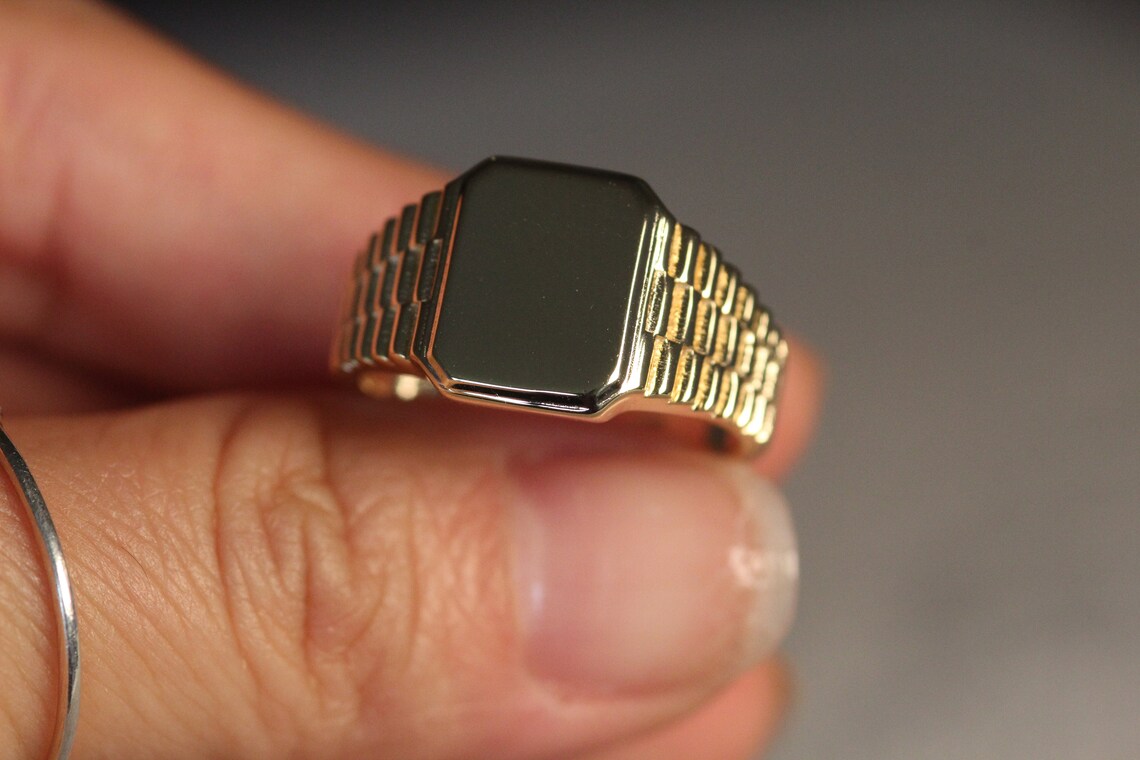 Men's Ring. Engraved Ring 14k Gold Name Engraving - Etsy