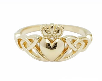 14K Claddagh Ring, 14k Gold Claddagh Ring, Simple Gold Ring, Gold Claddagh Ring, 14k yellow Claddagh ring, Claddagh Ring Women, Solid Gold