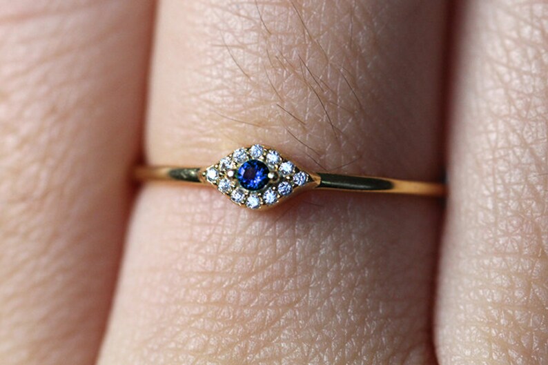 Diamond Ring, Evil Eye Ring / Emerald Ring / Birthday Ring Women / Unique Ring / Christmas Gift / High Quality Diamond Ring / Handmade Ring image 3