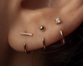 14k gold claw earring - A cuff earring / Diamond hoop earrings / thin tiny hoop earrings gold / real gold hoop earring / small size hoop