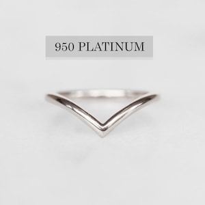 950 Platinum Curve Gold Ring, Platinum Plain Curve Ring, Wedding Band Women, Platinum Wedding Ring, High Quality Customized Jewelry in NYC