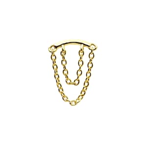 14k gold chain earrings / Yellow Gold chain earrings, 14k solid gold, Rose, White, Dangle Gold Earrings Cartilage Conch Daith Earlobe Tragus