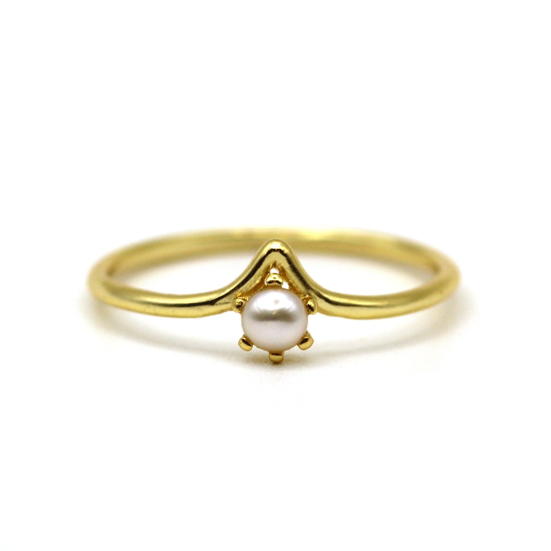 Unique Akoya Pearl Ring / 14k Gold Pearl Rings / Designer Jewelry Brand / Handmade in NYC / Craft Rings