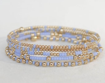 COTTON CANDY | seed bead gold filled bracelets for women | pink stacking bracelet gift for her | bridesmaid minimal custom stretch bracelet