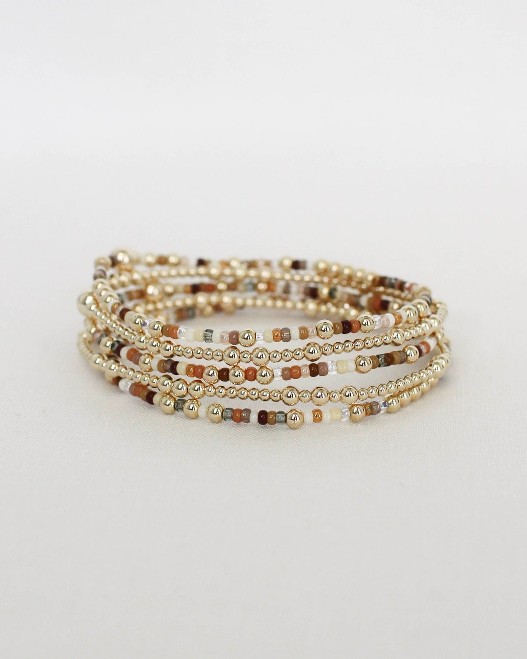 Fireside | Dear Fall: 14k Gold Filled Seed Bead Bracelet Stack for ...