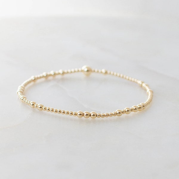 Lisa | 14k gold filled beaded stretch bracelet for her | custom size beaded stacking bracelet | minimalist bracelet gift | waterproof