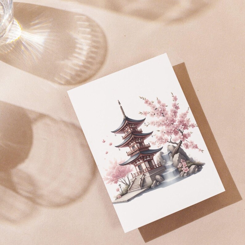 Cherry Blossom Clipart Japanese Garden Watercolor PNG (commercial Use ...
