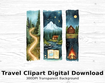 Camping T-Shirt Digital Download  Watercolor Mountain Lake Cabin Clipart for Adventure & Nature Tee Shirt Print